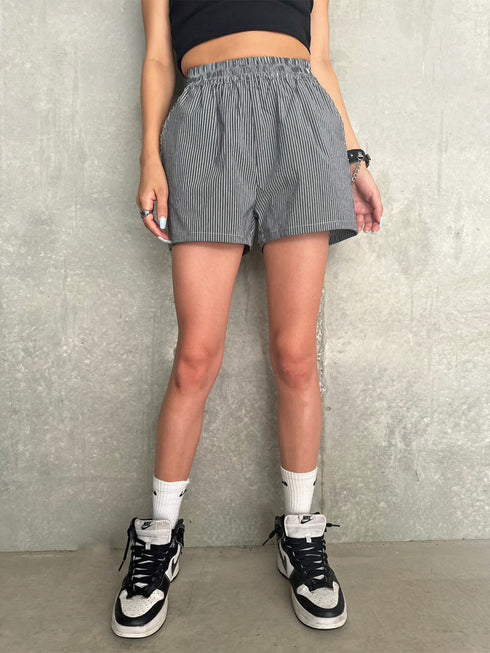 ウエストゴムストライプショートパンツ